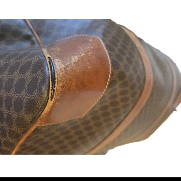 Celine Triomphe Macadam Boston Bag Brown Leather Large Capacity W Sholder Strap - Picture 10 of 14